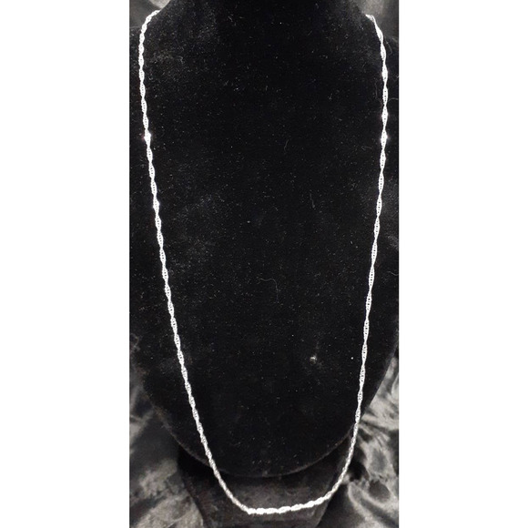 Sterling Silver 925 Plated 22 Inch Water Wave Chain Necklace New Thin 1/16th" - Picture 5 of 5